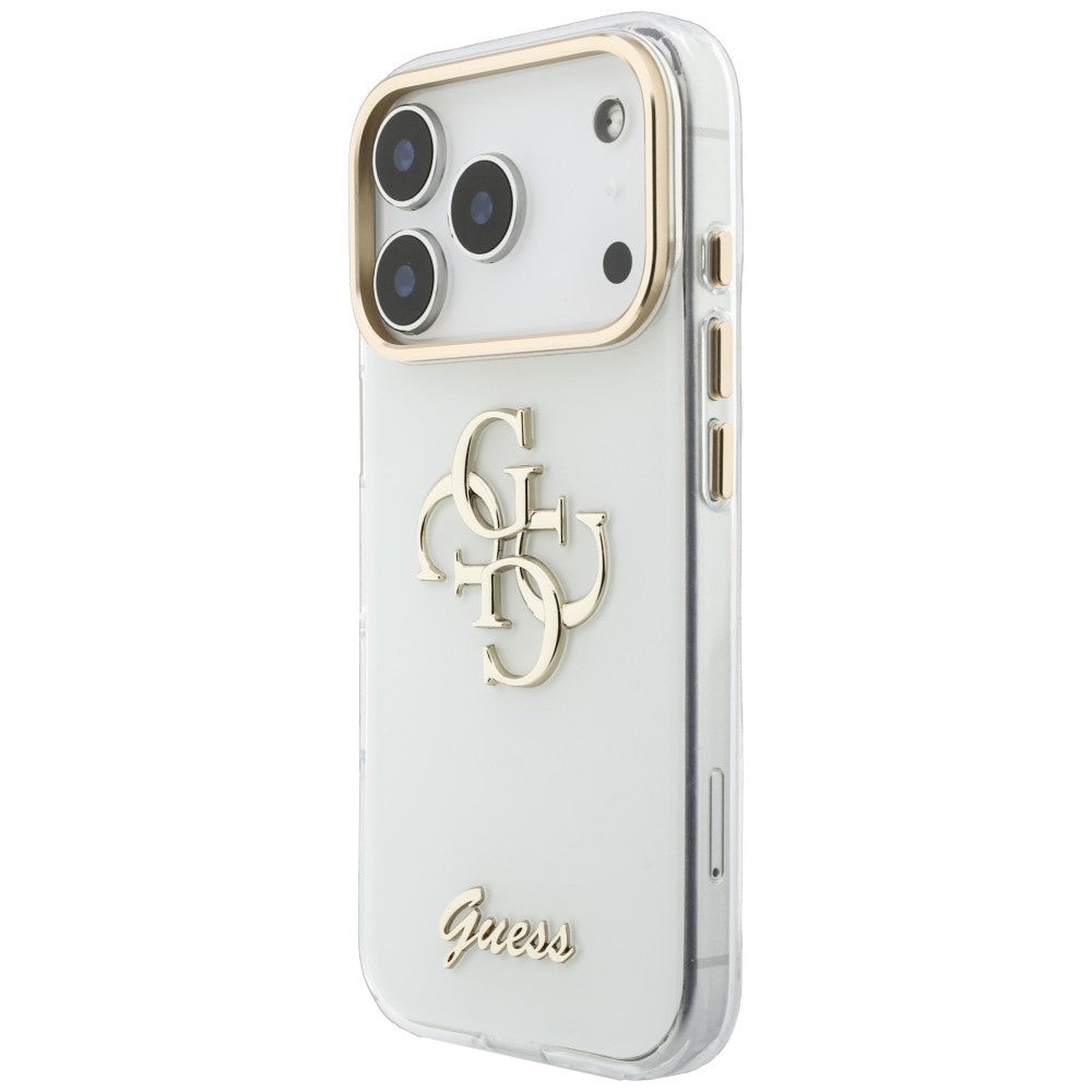 Hoesje voor Apple iPhone 18 Pro Max / 17 Pro Max, Guess, IML 4G Metal Script, Wit