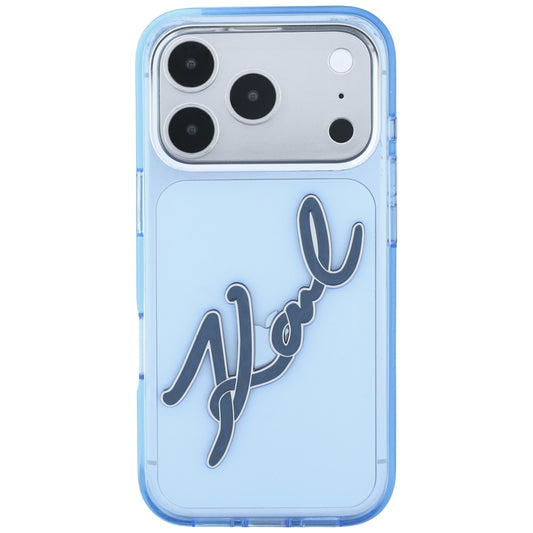 Hoesje voor Apple iPhone 18 Pro Max / 17 Pro Max, Karl Lagerfeld, IML Big Signature Resin Logo Metal Frame, Blauw