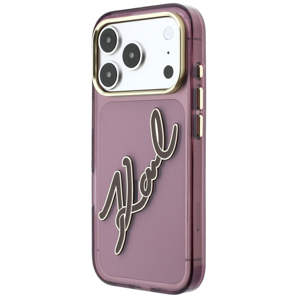 Hoes voor Apple iPhone 18 Pro Max / 17 Pro Max, Karl Lagerfeld, IML Big Signature Resin Logo Metal Frame, Bordeaux