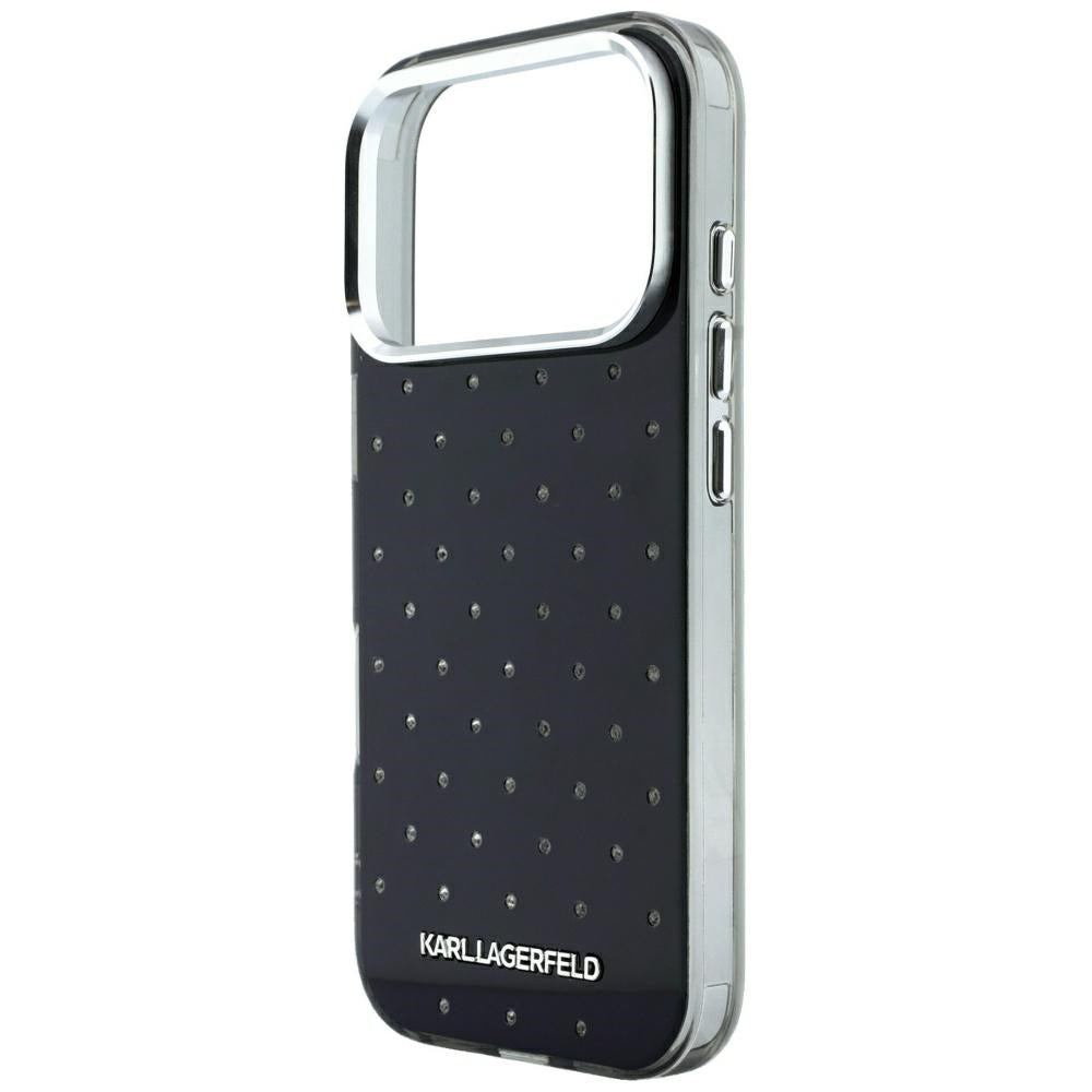 Hoes voor Apple iPhone 18 Pro Max / 17 Pro Max, Karl Lagerfeld, IML Strass-steentjes en Geëlectroplateerd Logo, Zwart
