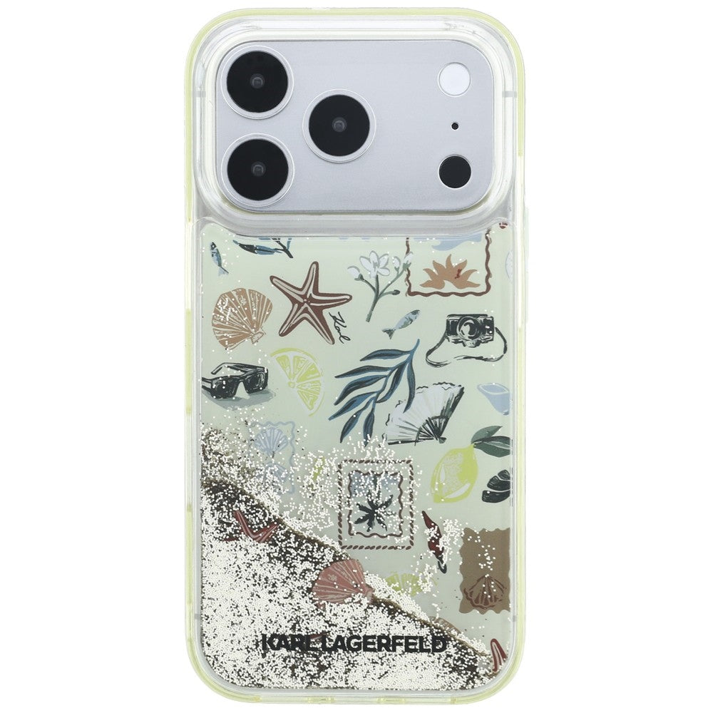 Hoesje voor Apple iPhone 18 Pro Max / 17 Pro Max, Karl Lagerfeld, Liquid Glitter Beach and Sand, Beige