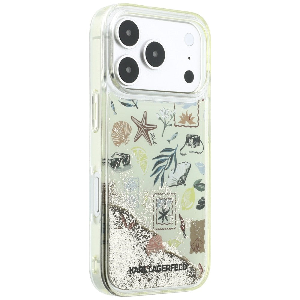 Hoesje voor Apple iPhone 18 Pro Max / 17 Pro Max, Karl Lagerfeld, Liquid Glitter Beach and Sand, Beige