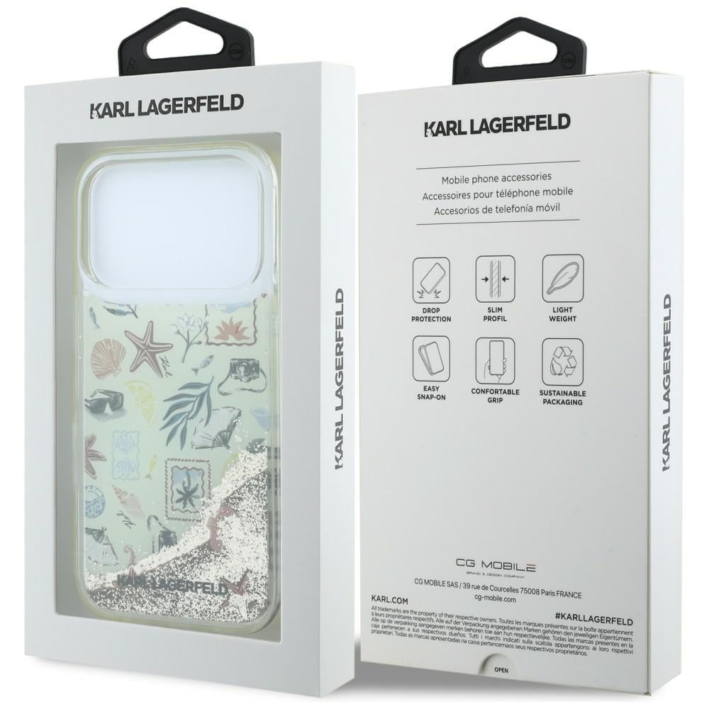 Hoesje voor Apple iPhone 18 Pro Max / 17 Pro Max, Karl Lagerfeld, Liquid Glitter Beach and Sand, Beige