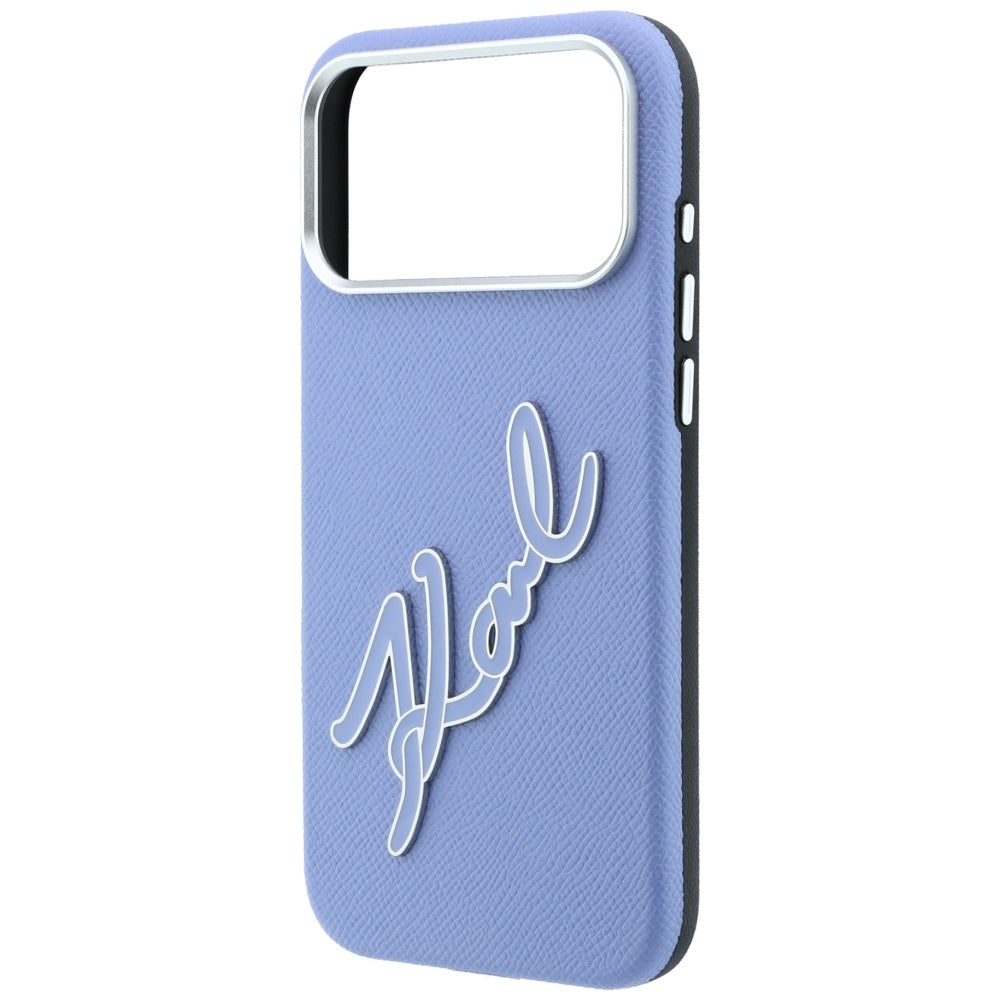 Hoes voor Apple iPhone 18 Pro Max / 17 Pro Max, Karl Lagerfeld, Smooth Big Resin Signature Logo, Bleu