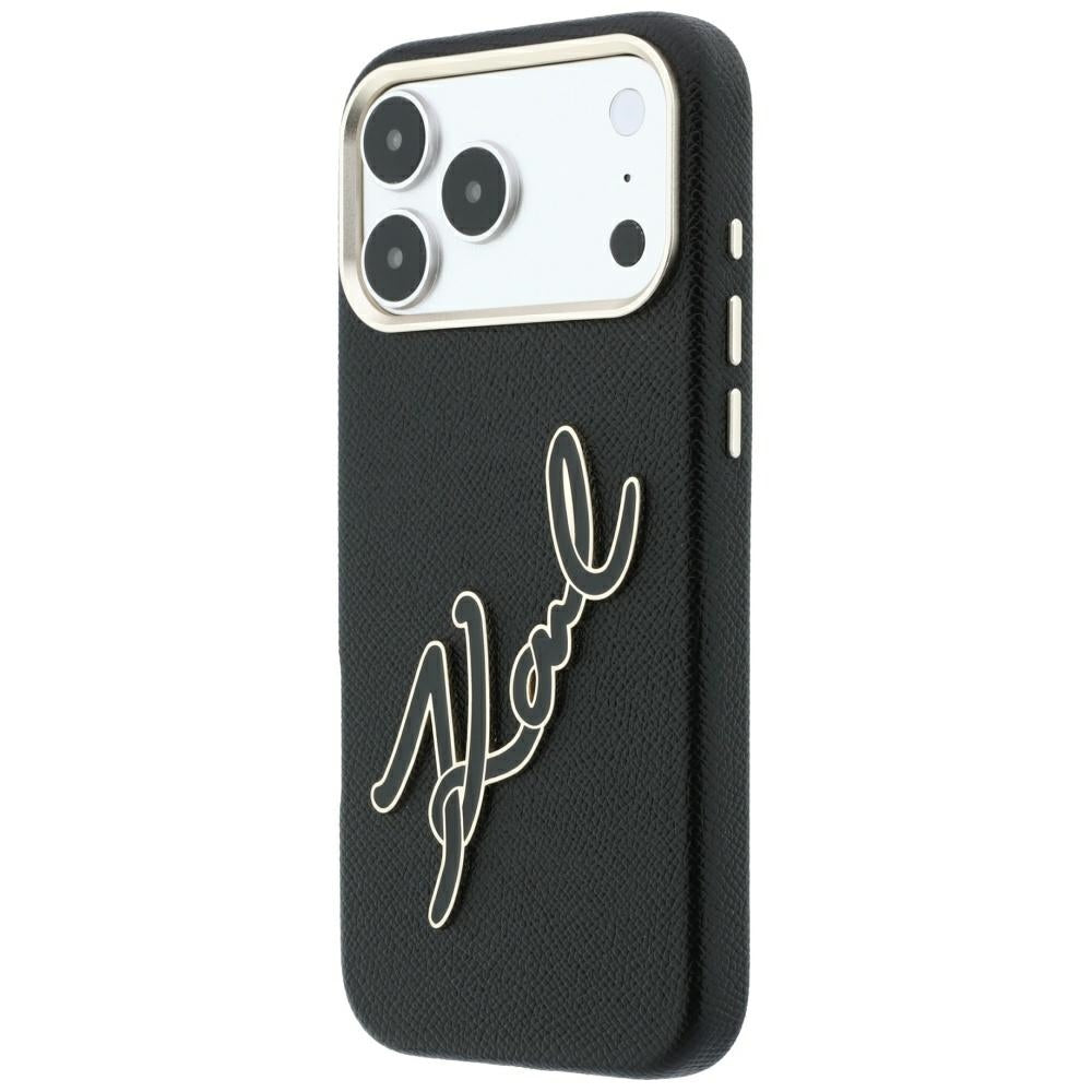 Hoes voor Apple iPhone 18 Pro Max / 17 Pro Max, Karl Lagerfeld, Smooth Big Resin Signature Logo, Zwart