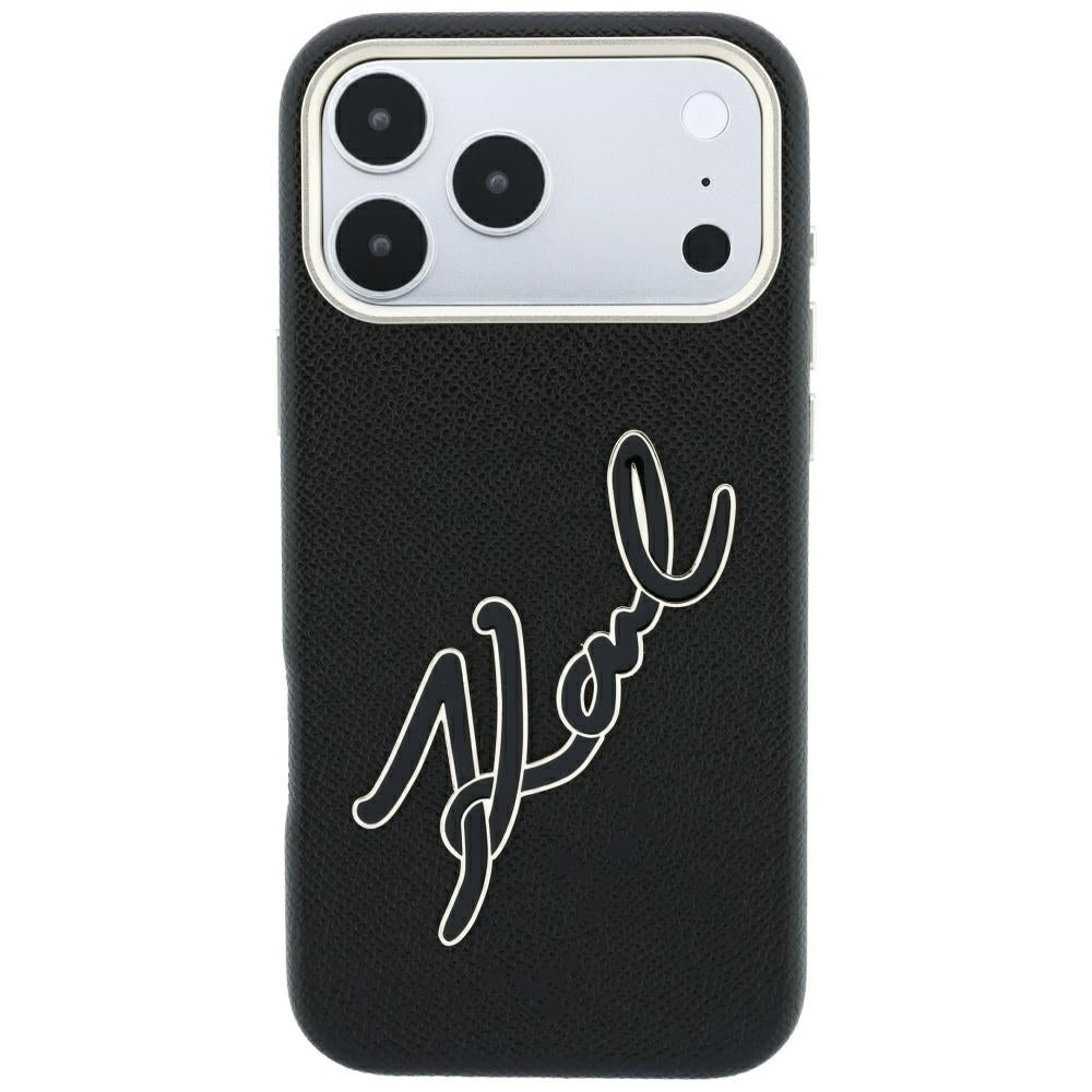Hoes voor Apple iPhone 18 Pro Max / 17 Pro Max, Karl Lagerfeld, Smooth Big Resin Signature Logo, Zwart