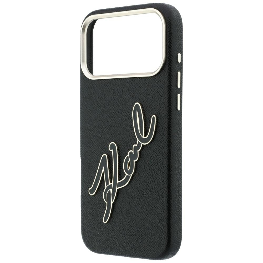 Hoes voor Apple iPhone 18 Pro Max / 17 Pro Max, Karl Lagerfeld, Smooth Big Resin Signature Logo, Zwart
