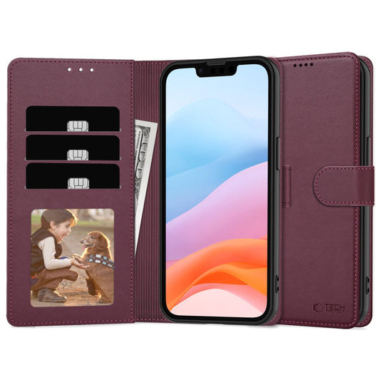Case for Apple iPhone 16e, Tech-Protect, Wallet, Maroon
