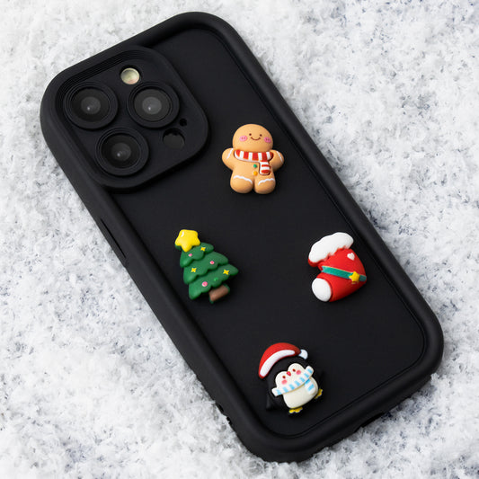 Hoesje voor Apple iPhone 15 Pro, OEM, Ultra Trendy 3D Christmas, Zwart