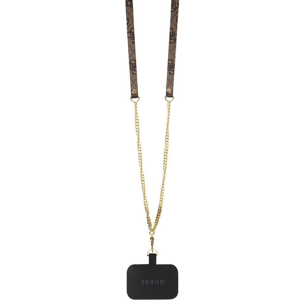 Hoes voor Apple iPhone 15 Plus, Guess, Crossbody 4G Metal Logo, Bruin, Opnieuw verzegeld