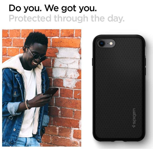 Case for Apple iPhone SE (2022) / SE (2020) / 8 / 7, Spigen, Liquid Air, Black 042CS20511