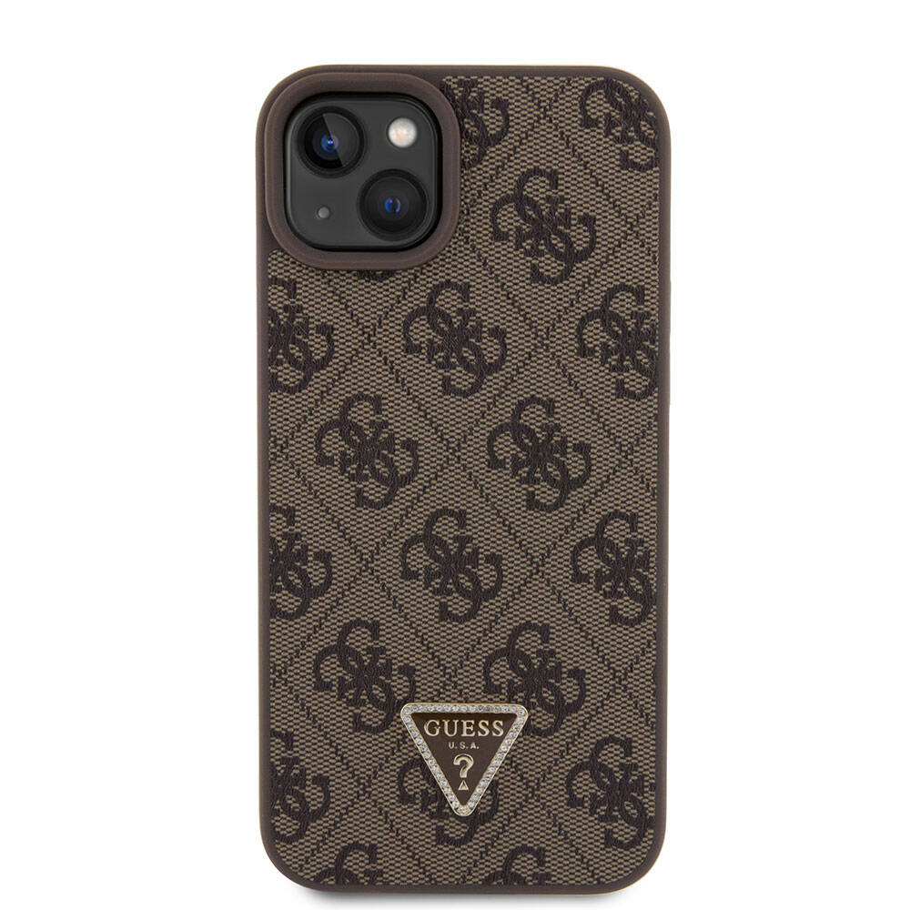 Hoes voor Apple iPhone 15 Plus, Guess, Crossbody 4G Metal Logo, Bruin, Opnieuw verzegeld