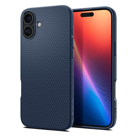 Beschermhoes voor Apple iPhone 16, Spigen, Liquid Air, blauw ACS08195