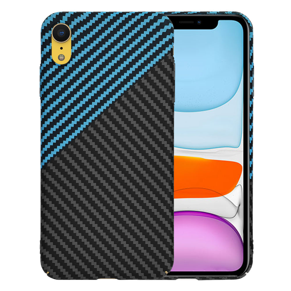 Hoes voor Apple iPhone XR, Techsuit, Carbonite FiberShell, Zwart Blauw