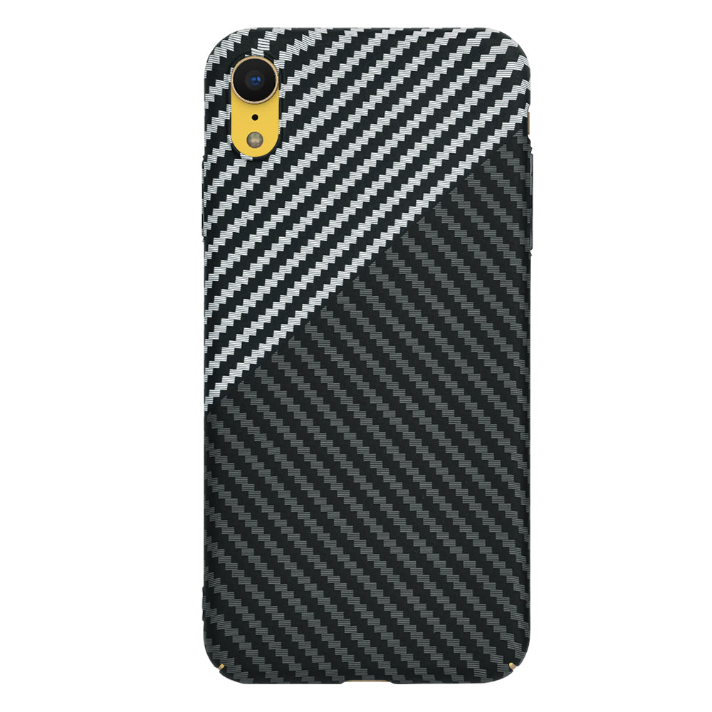 Hoes voor Apple iPhone XR, Techsuit, Carbonite FiberShell, Zwart Grijs