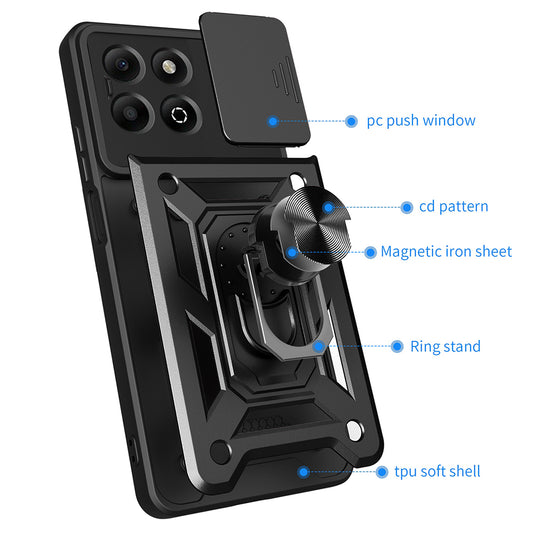 Hoes voor Honor X6b, Techsuit, CamShield, Zwart