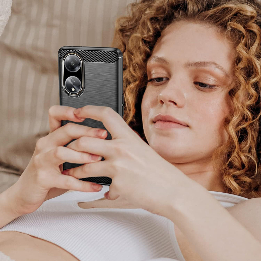 Hoes voor Oppo A98, Techsuit, Carbon, Zwart