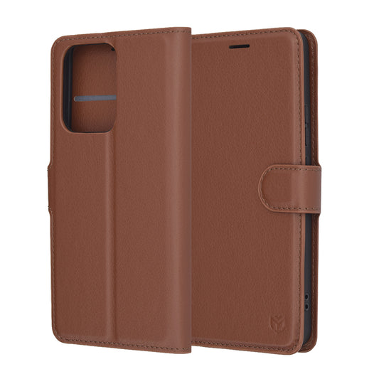 Hoesje voor Oppo Reno13 FS 5G / Reno13 F 4G / Reno13 F, Techsuit, Lederen Folio, Bruin