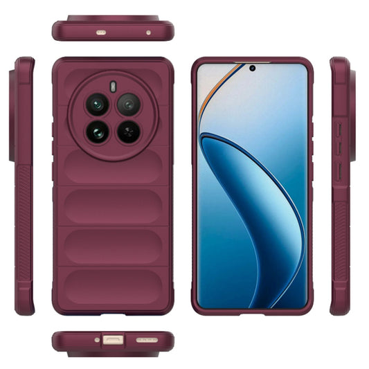 Hoesje voor Realme 12 Pro / 12 Pro+, Techsuit, Magic Shield, Wijnrood