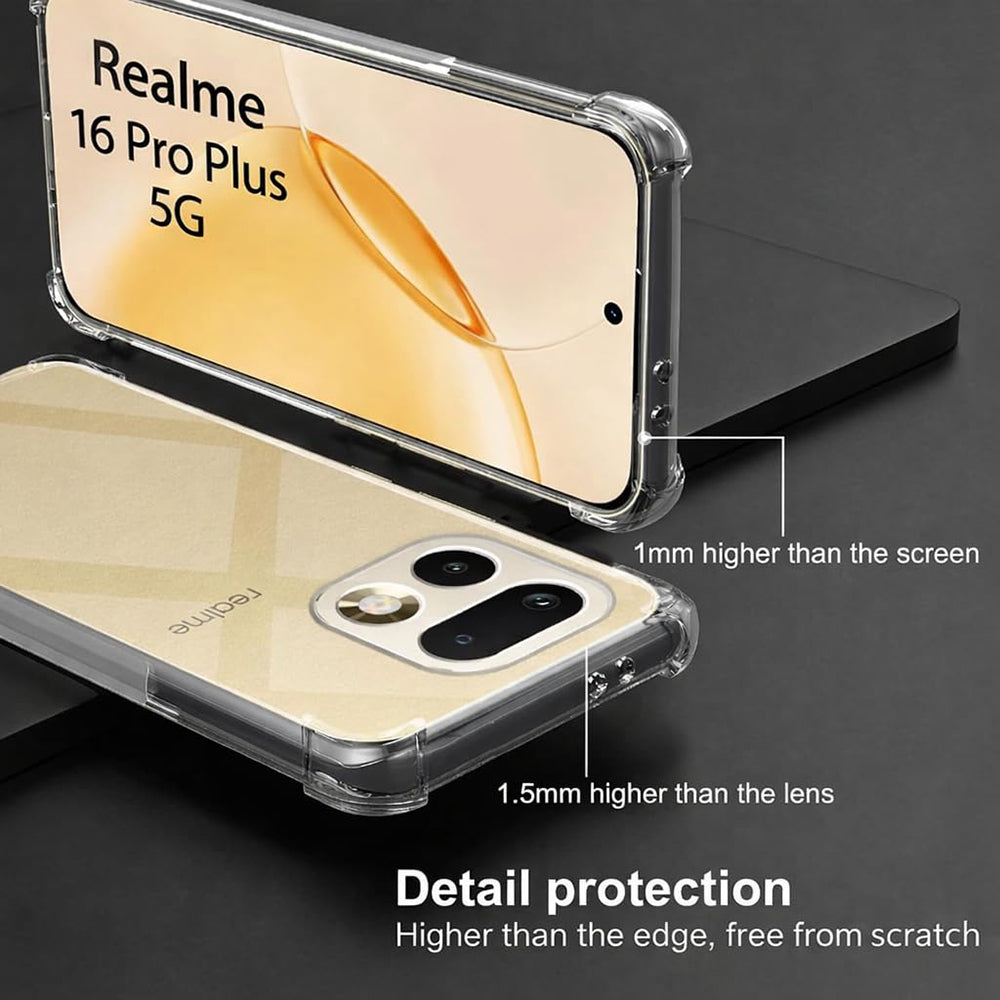Hoes voor Realme 16 Pro+, Techsuit, Schokbestendig Clear, Transparant