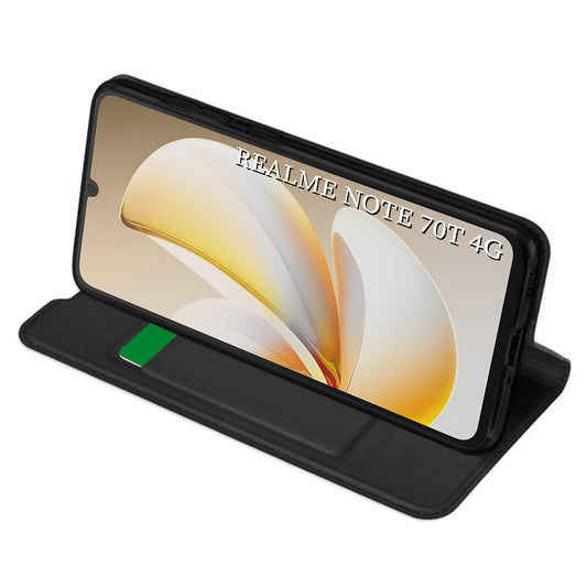 Hoes voor Realme Note 70T, Techsuit, Magskin Book, Zwart