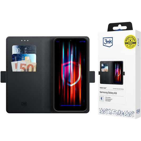Hoesje voor Samsung Galaxy A16 5G A166 / A16 4G A165, 3MK, Portemonnee, Zwart