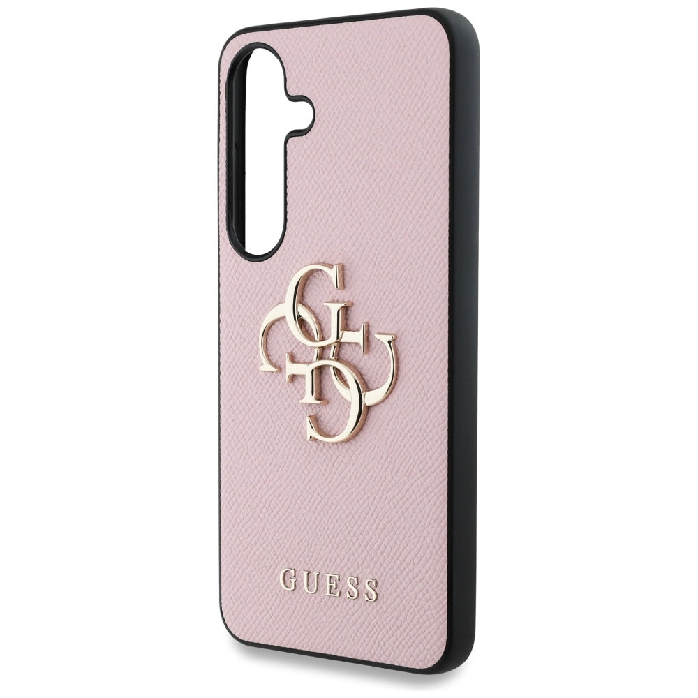 Hoesje voor Samsung Galaxy S25+ S936, Guess, 4G Grained Big and Classic Logo, Roze, Opnieuw verzegeld