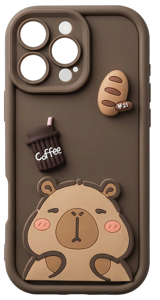 Hoes voor Samsung Galaxy S25 Ultra S938, OEM, Ultra Trendy 3D Capybara, Bruin