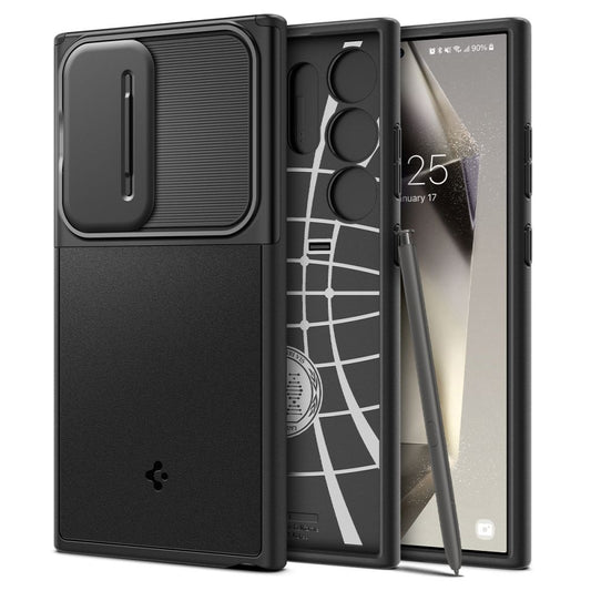 Beschermhoes voor Samsung Galaxy S24 Ultra S928, Spigen, OPTIK ARMOR, zwart ACS07313