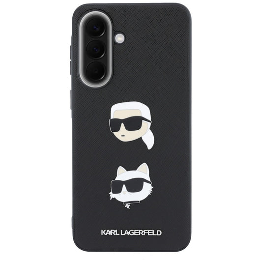 Hoes voor Samsung Galaxy A37 5G, Karl Lagerfeld, Grained Karl & Choupette's Heads Pins en Logo, Zwart