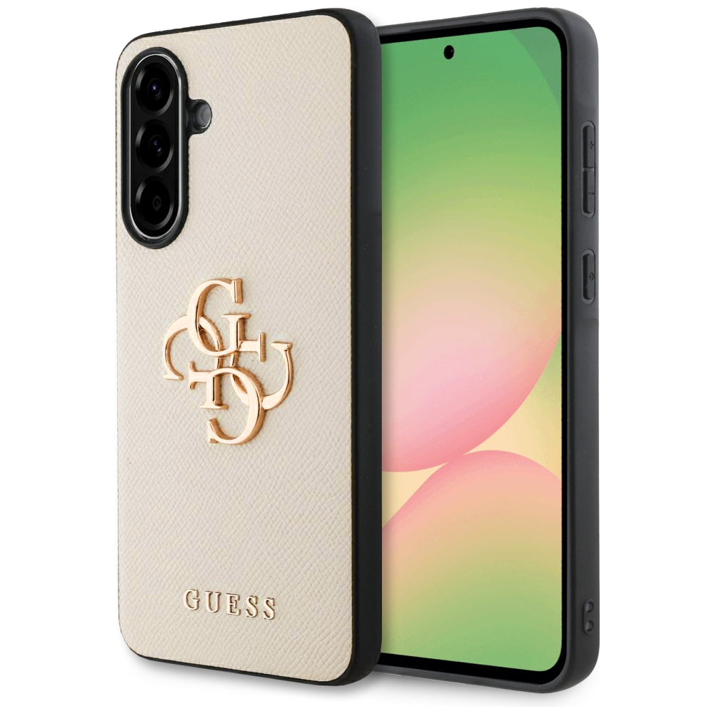 Hoes voor Samsung Galaxy A56 A566, Guess, 4G Grained Big and Classic Logo, Beige