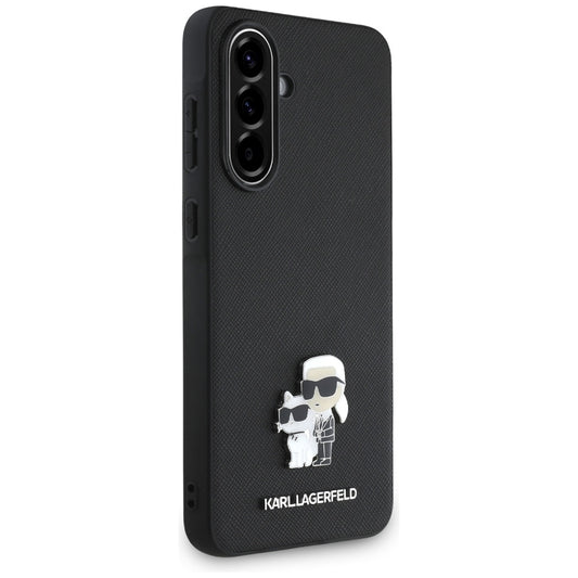 Hoes voor Samsung Galaxy A56 A566, Karl Lagerfeld, Saffiano Karl & Choupette Metal, Zwart