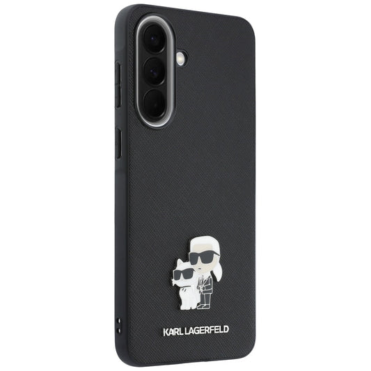 Hoesje voor Samsung Galaxy A57 5G, Karl Lagerfeld, Saffiano Karl & Choupette Metal, Zwart