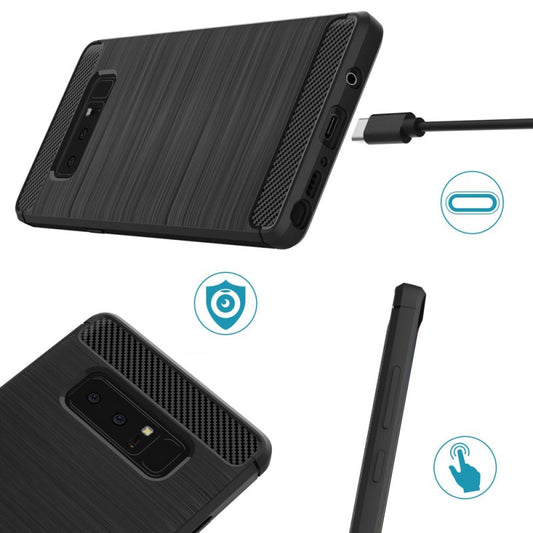Hoes voor Samsung Galaxy Note 8 N950, Techsuit, Carbon, Zwart