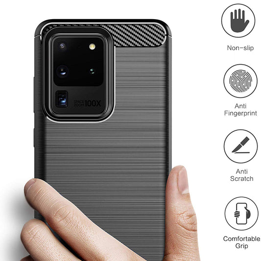 Hoes voor Samsung Galaxy S20 Ultra 5G G988 / S20 Ultra G988, Techsuit, Carbon, Zwart