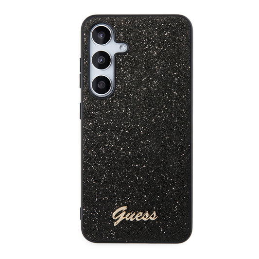 Hoes voor Samsung Galaxy S24+ S926, Guess, Glitter Script, Zwart