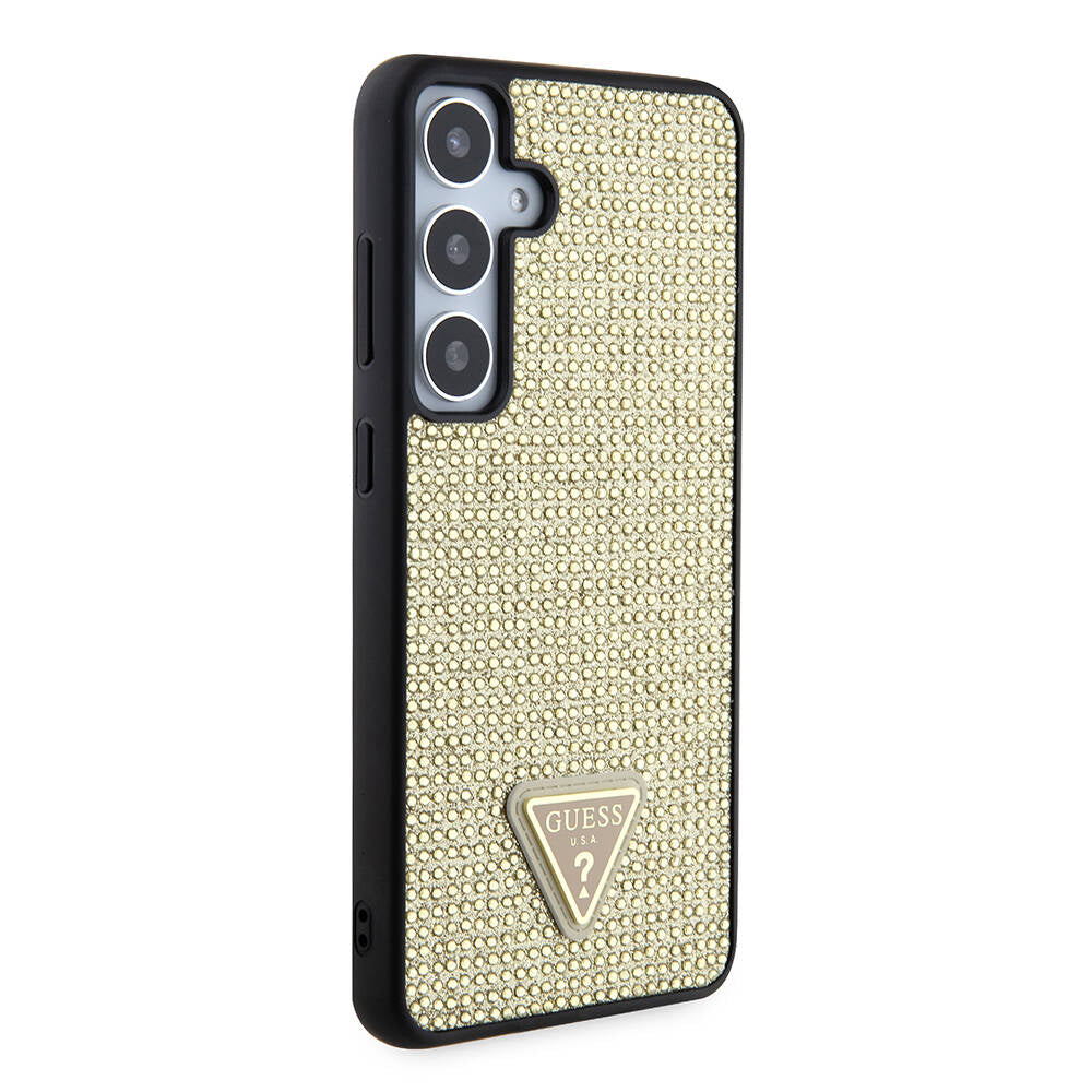 Hoes voor Samsung Galaxy S24+ S926, Guess, Rhinestone Triangle Logo, Goud