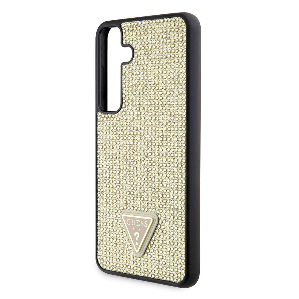 Hoes voor Samsung Galaxy S24+ S926, Guess, Rhinestone Triangle Logo, Goud