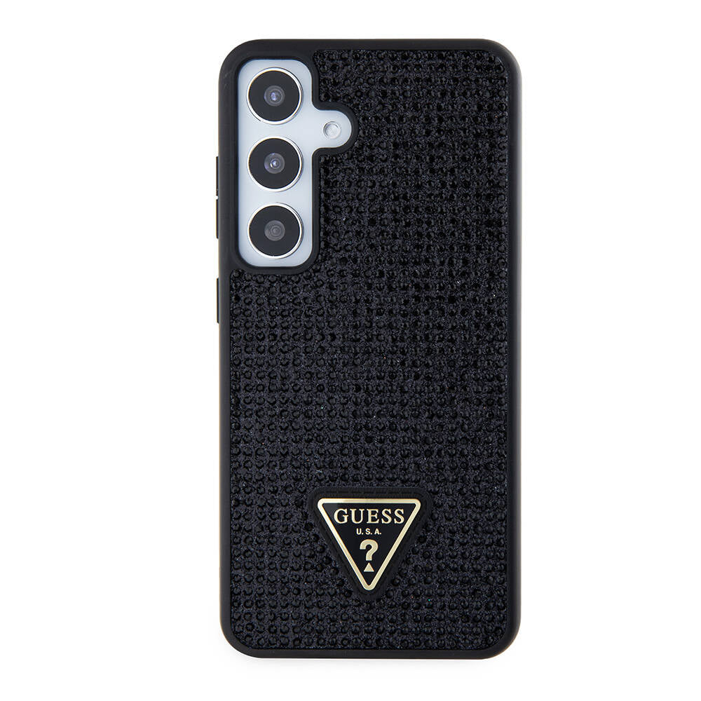 Hoes voor Samsung Galaxy S24+ S926, Guess, Rhinestone Triangle Logo, Zwart