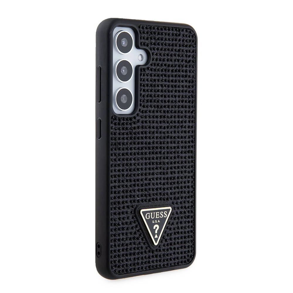 Hoes voor Samsung Galaxy S24+ S926, Guess, Rhinestone Triangle Logo, Zwart