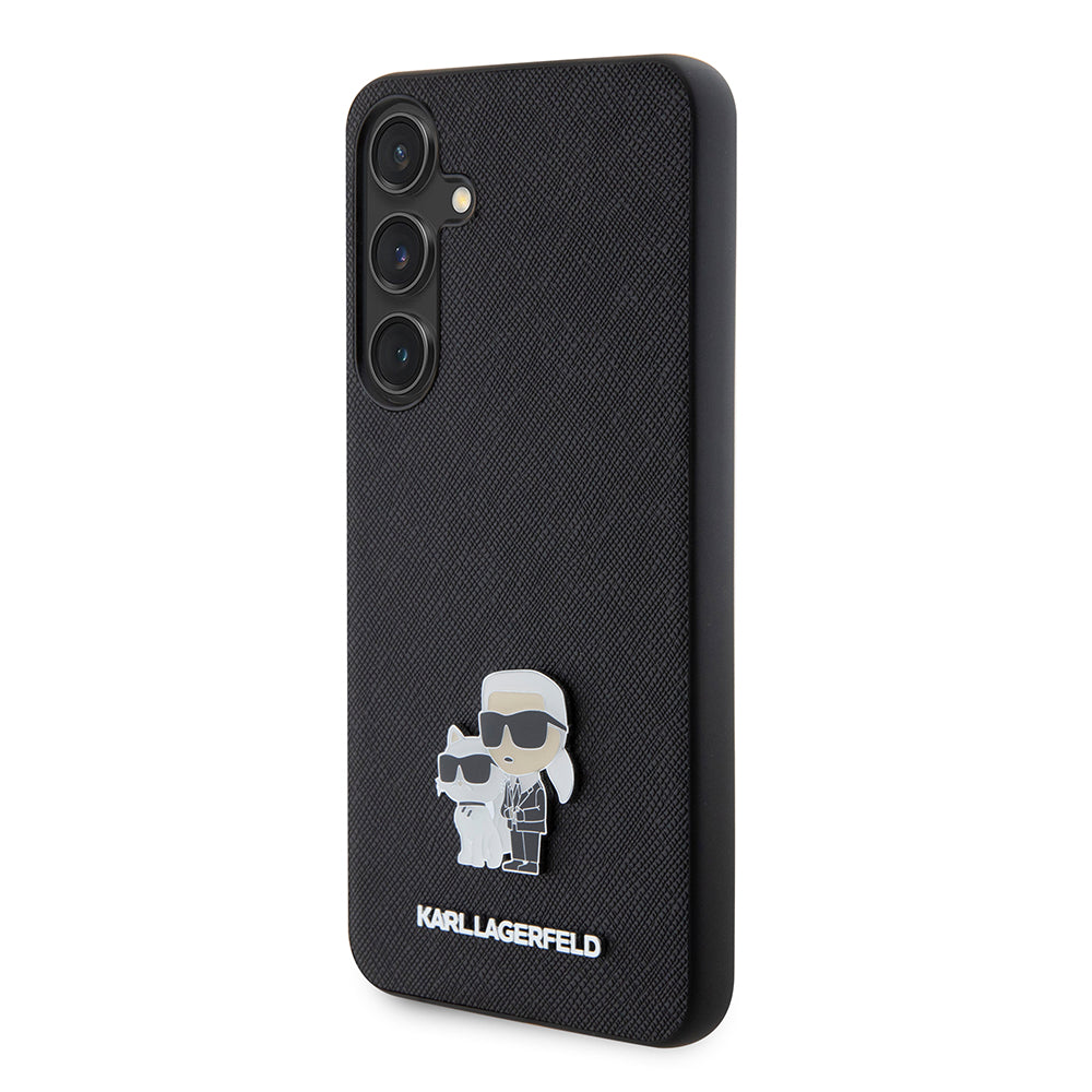 Case for Samsung Galaxy S24+ S926, Karl Lagerfeld, Saffiano Karl & Choupette Metal, Black