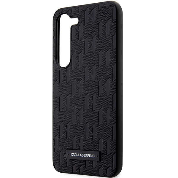 Hoes voor Samsung Galaxy S24+ S926, Karl Lagerfeld, Saffiano Monogram Metal Logo, Zwart