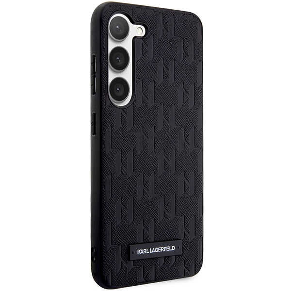 Hoes voor Samsung Galaxy S24+ S926, Karl Lagerfeld, Saffiano Monogram Metal Logo, Zwart