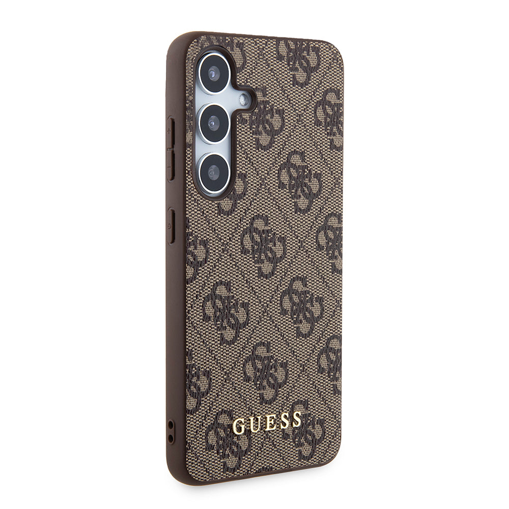 Hoes voor Samsung Galaxy S24 S921, Guess, 4G Metal Gold Logo, Bruin