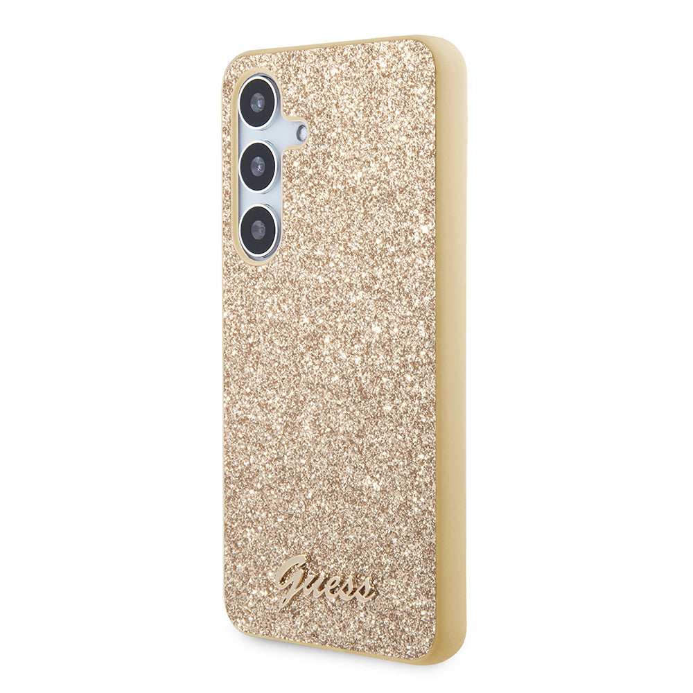 Hoes voor Samsung Galaxy S24 S921, Guess, Glitter Script, Goud
