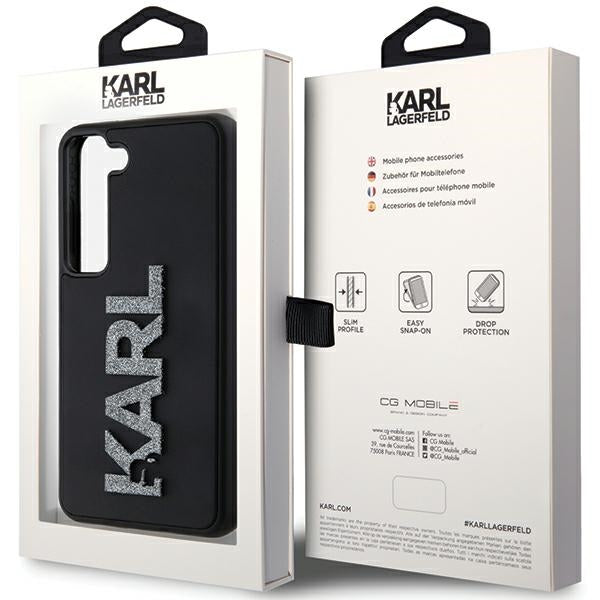 Hoes voor Samsung Galaxy S24 S921, Karl Lagerfeld, 3D Rubber Glitter Logo, Zwart