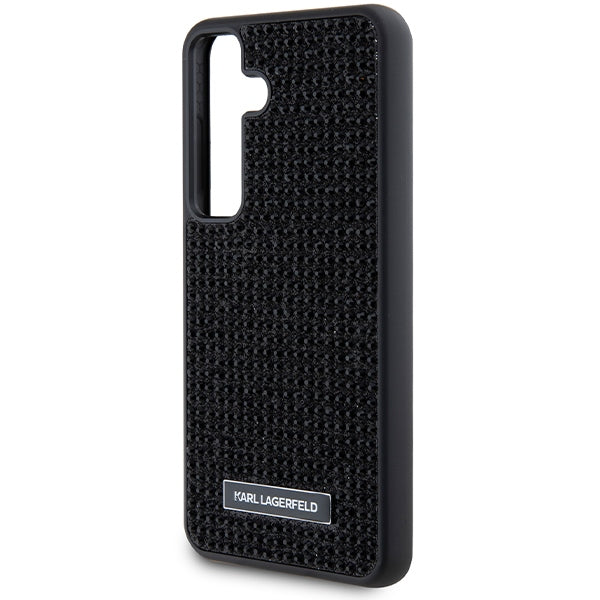Hoes voor Samsung Galaxy S24 S921, Karl Lagerfeld, Rhinestone Metal Plate, Zwart
