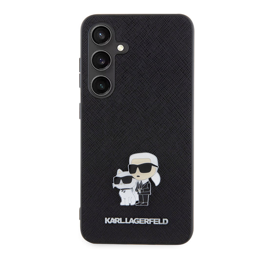 Hoes voor Samsung Galaxy S24 S921, Karl Lagerfeld, Saffiano Karl & Choupette Metal, Zwart