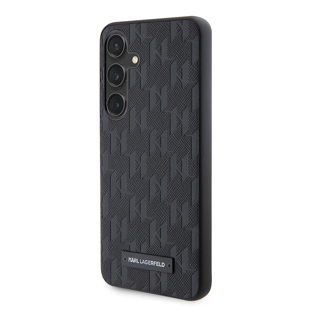 Hoes voor Samsung Galaxy S24 S921, Karl Lagerfeld, Saffiano Mono Metal Logo, Zwart