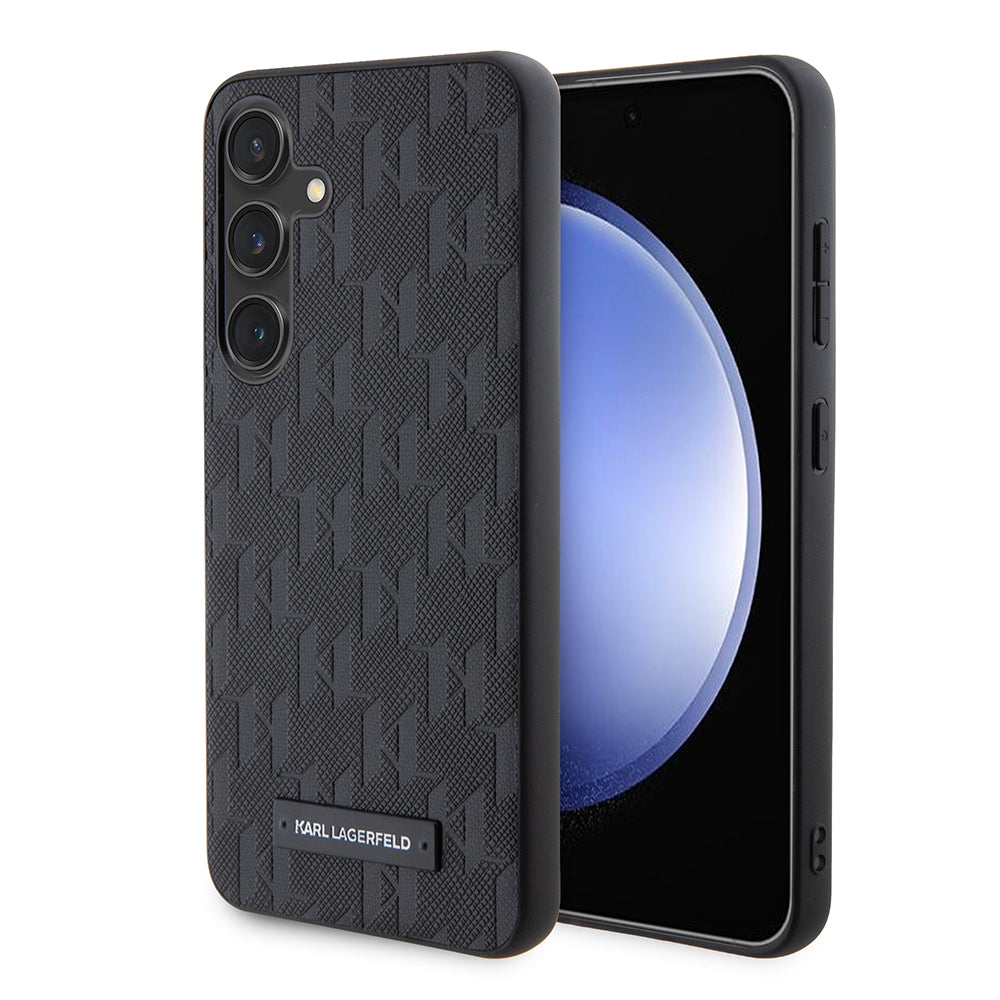 Hoes voor Samsung Galaxy S24 S921, Karl Lagerfeld, Saffiano Mono Metal Logo, Zwart
